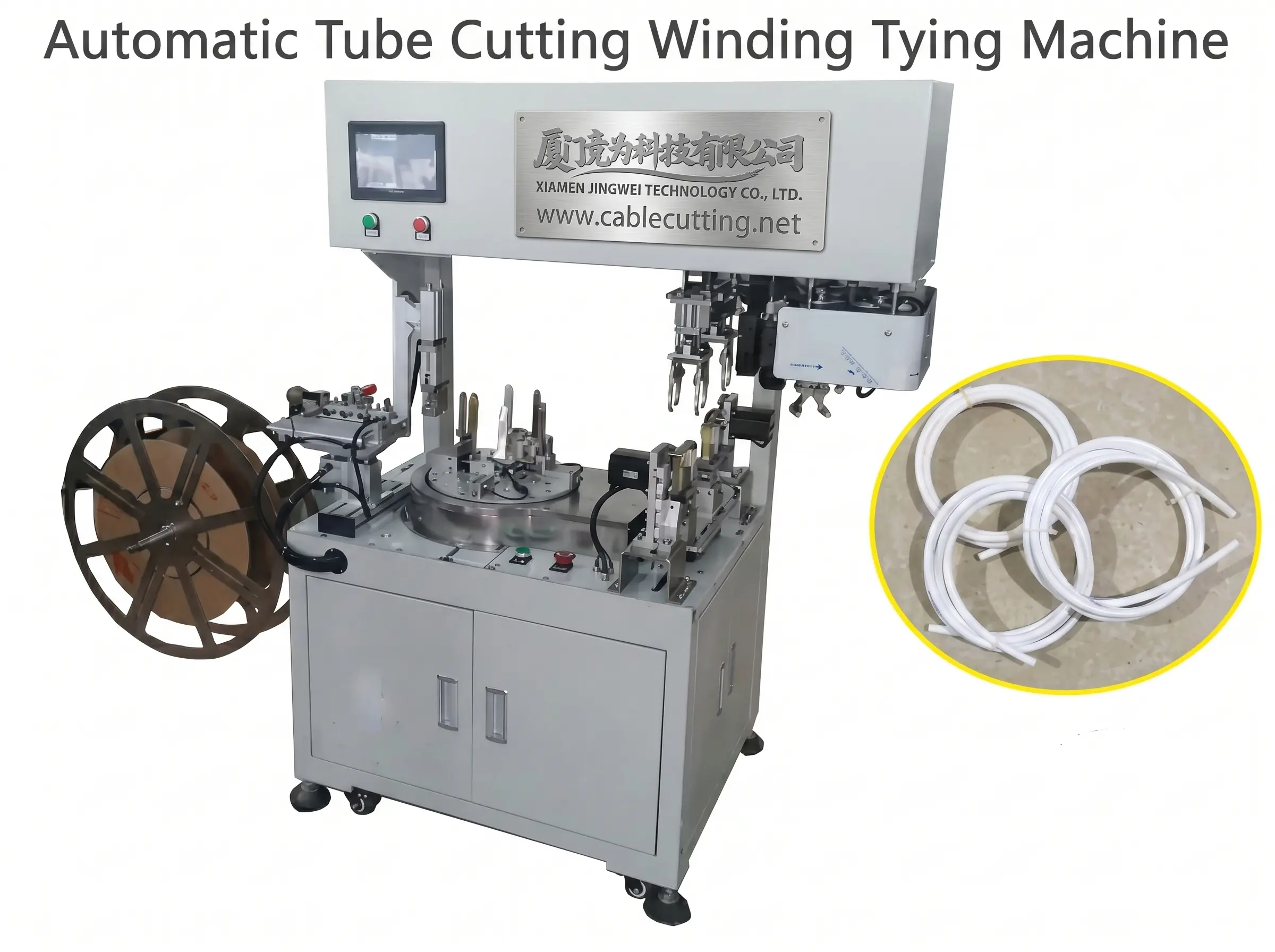 Máy Cắt Ống & Buộc Cuộn Tự Động WPM-02L | Giải Pháp Đóng Gói Dây Cáp Hiệu Quả