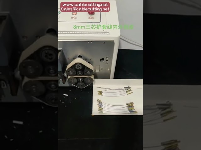 Máy tuốt dây tự động hoàn toàn 908A/908B - Cắt bóc vỏ cáp đa lõi, 8 bánh xe chuyên nghiệp